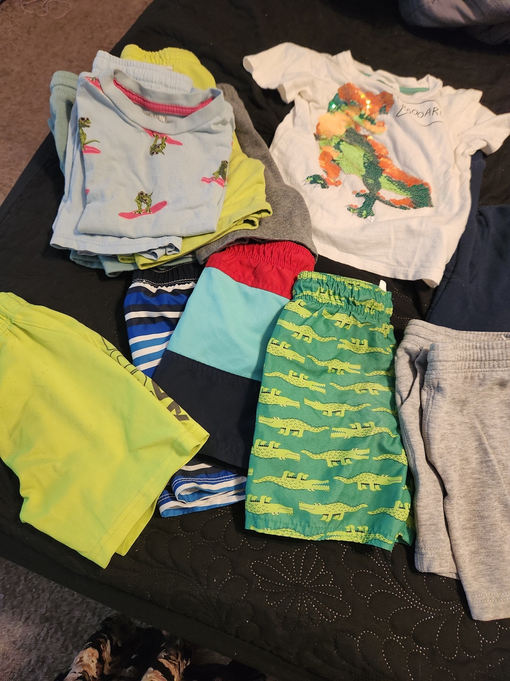 Zara Green Alligator Print Kids Pajama Shorts